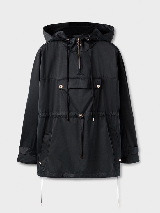 Silk Laundry Jackets & Blazers - Silk Laundry Silk Anorak Raincoat Black Medium